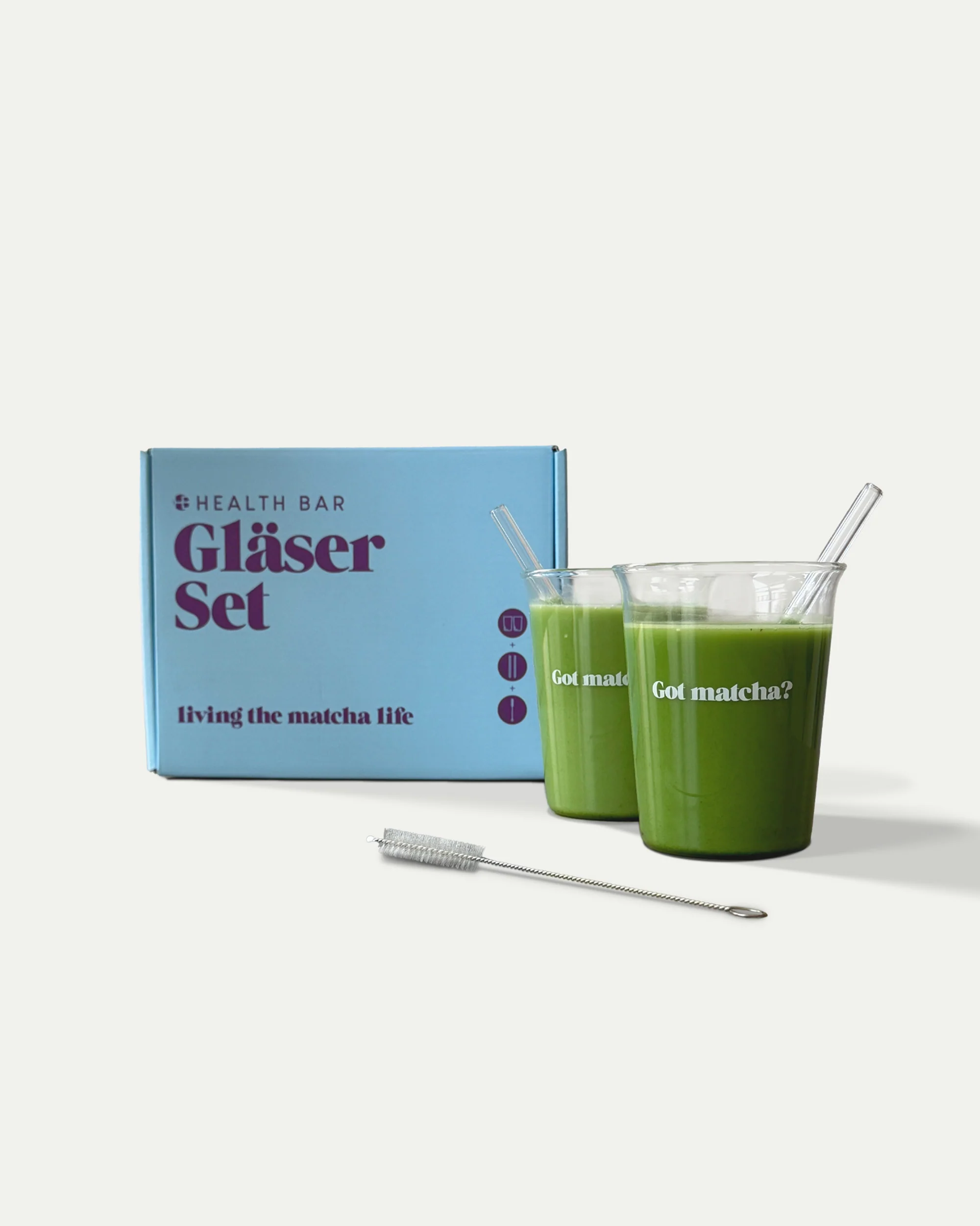 Matcha Gläser Set mit Glas Strohhalmen – "Got Matcha?" Aufdruck - Image 3